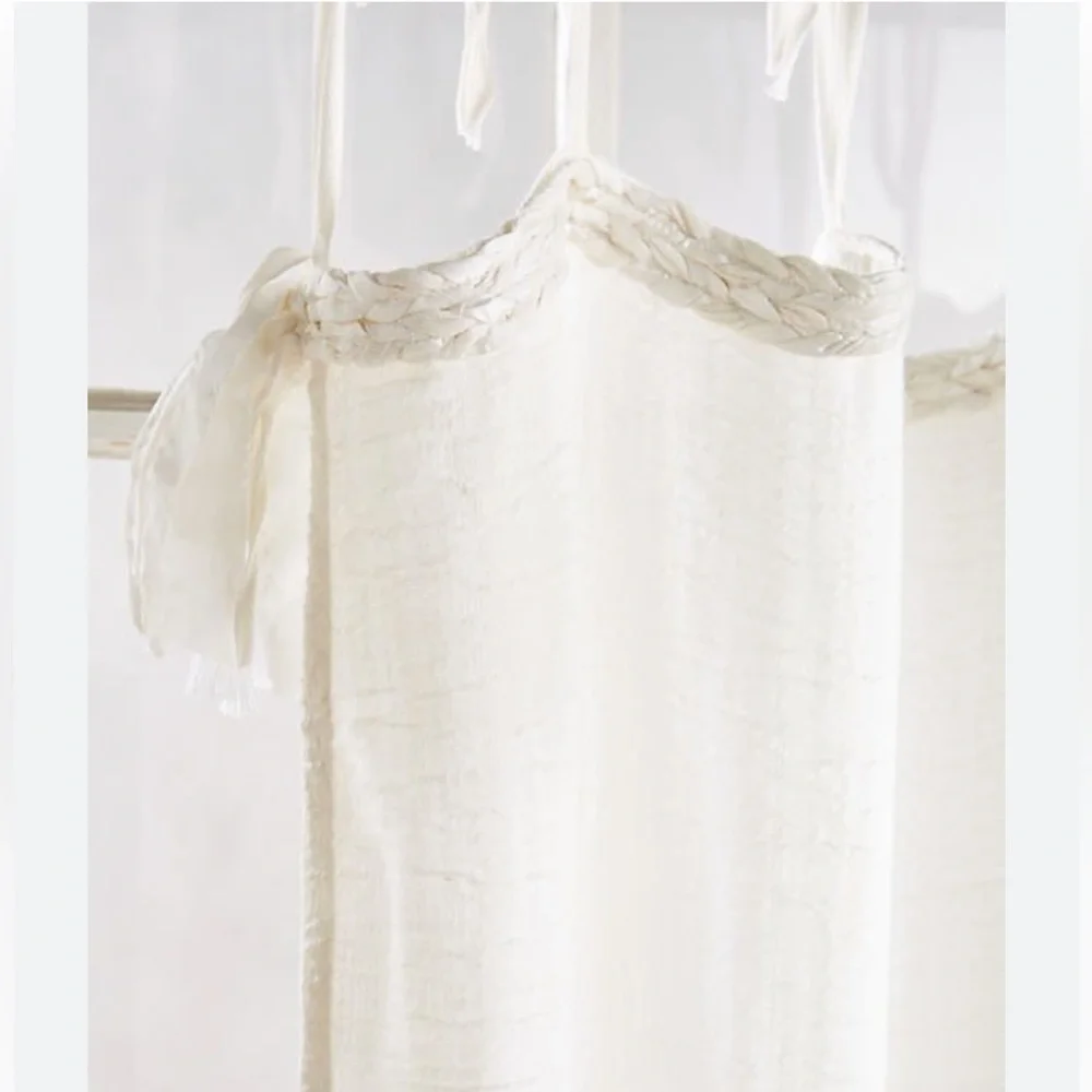 Anthropologie Cotton Tie-Top Curtain 50”X 96” set of 2 panels